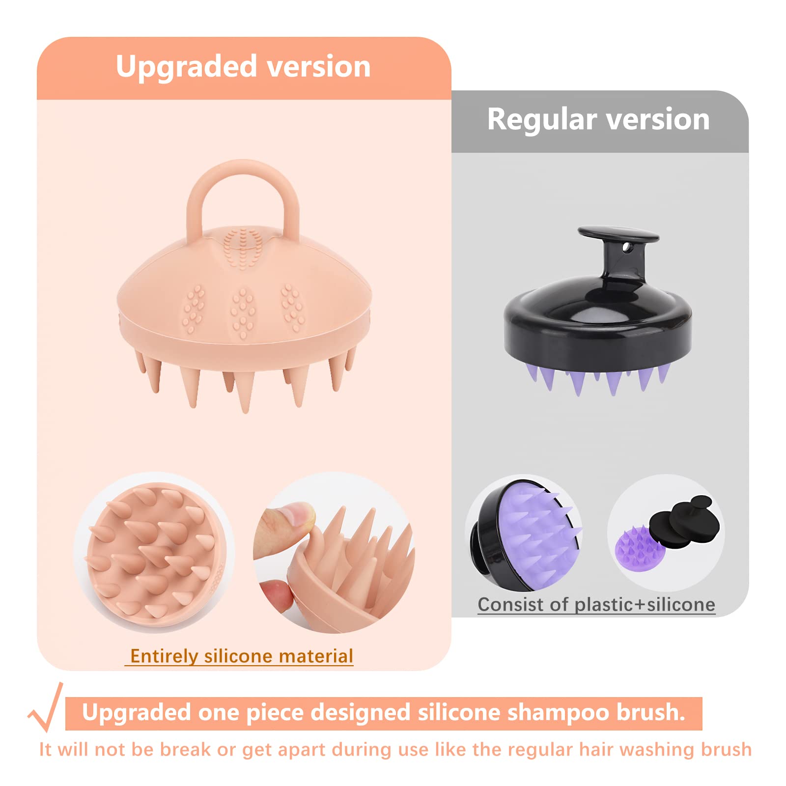 Btyms Solid Sillicone Scalp Massager Hair Scrubber Shampoo Brush Exfoliating Hair Wash Brush Cleansing Dandruff Brush For Shower