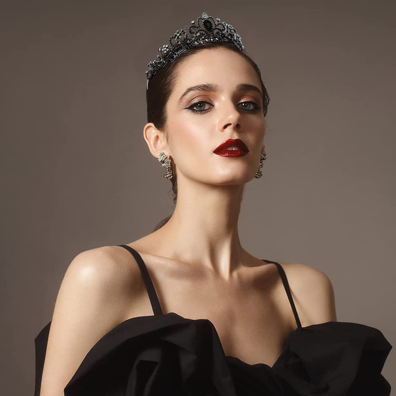 Chanaco Black Crown Tiaras For Women Black Tiara Gothic Crown Princess Rhinestone Crown Headband Crystal Baroque Queen Crowns He
