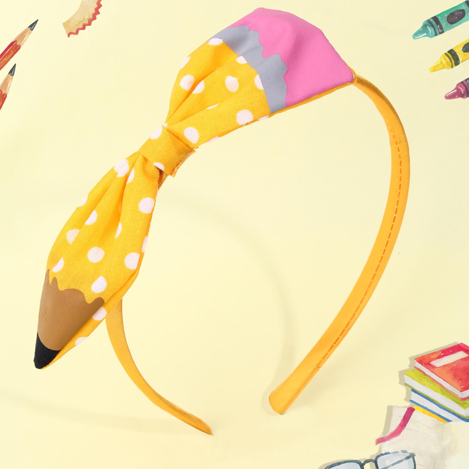 Zeyer Back To School Headbands Yellow Pencil Headbands Cute Hair Band School Hair Accessories For Girls Women Non Slip Headbands