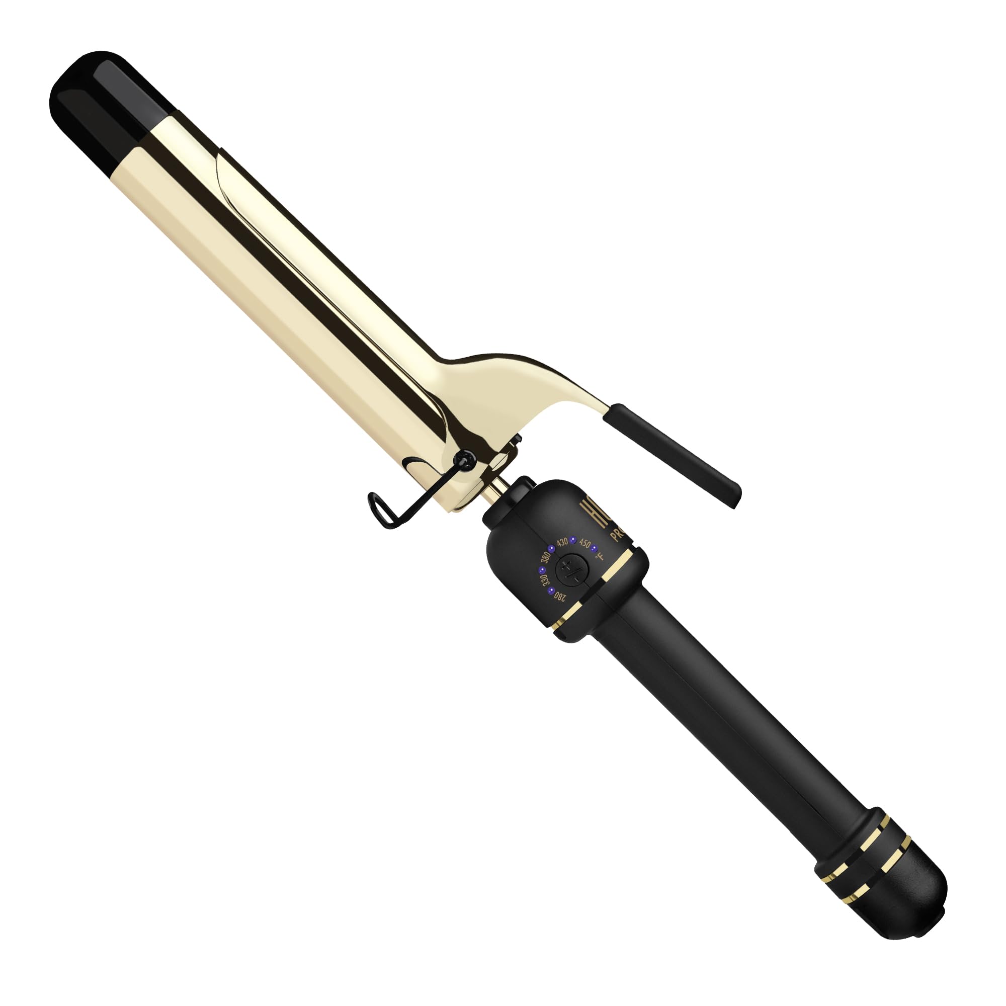 HOT TOOLS New and Improved 24K Gold Professional 1.25 Extended Barrel Curling Iron with Clamp for Tousled Curls | 24K Gold Tech
