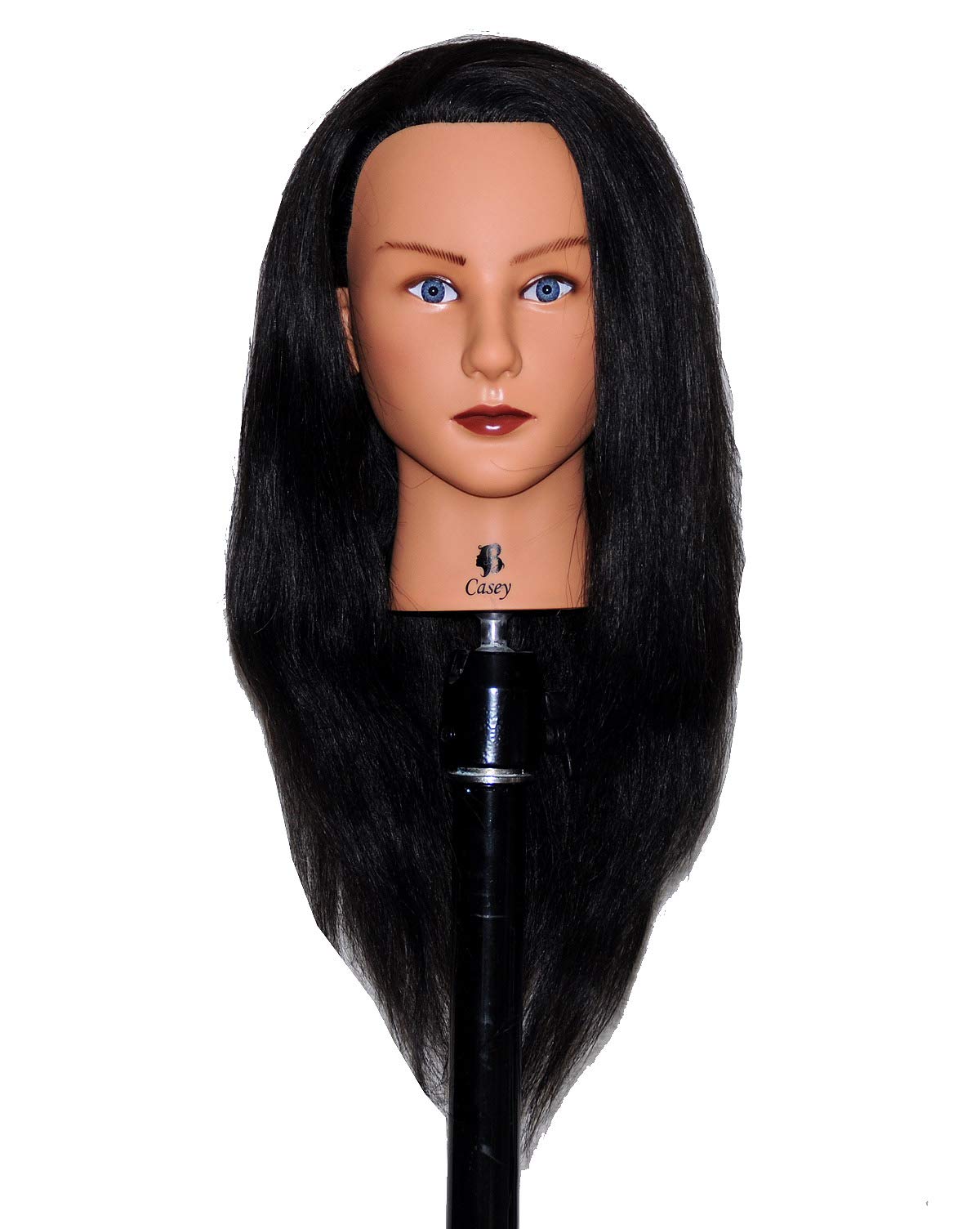 Bellrino 20-22 Cosmetology Mannequin Manikin Training Head with Human Hair with Table Clamp Holder - Helen (B-CORA+C)