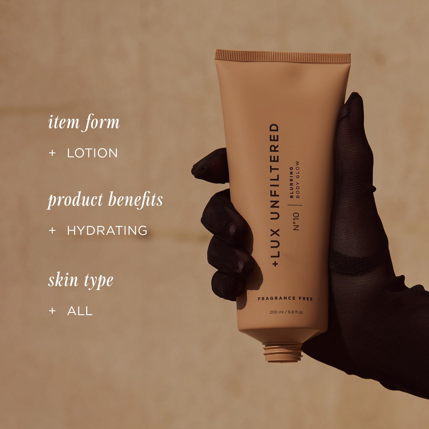 + Lux Unfiltered N10 Blurring Body Glow In Fragrance Free, Vegan Instant Body Shimmer That Blurs Imperfection, Hydrating Lotion