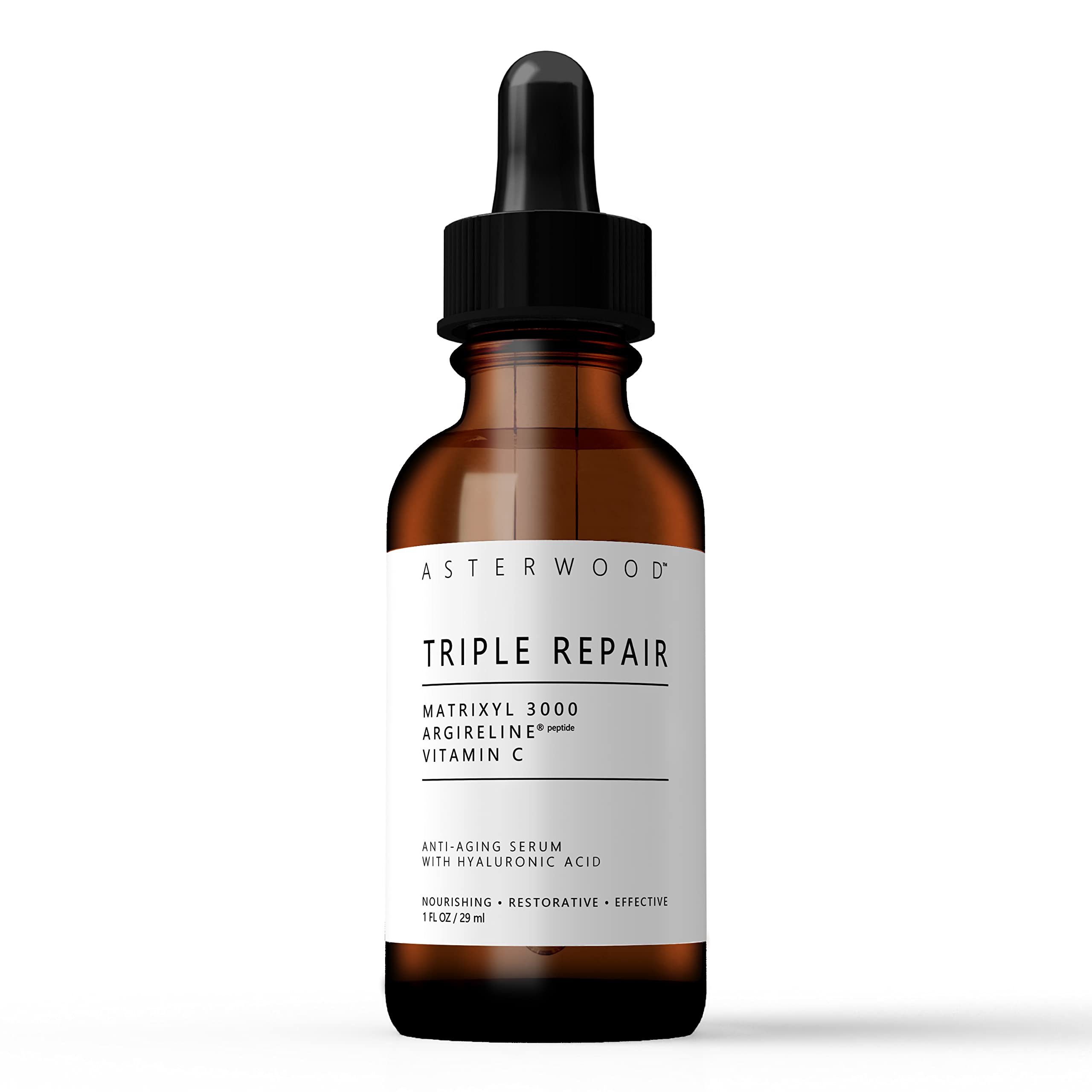 Asterwood Triple Repair Matrixyl 3000 + Argireline + Hyaluronic Acid + Organic Vitamin C Serum For Face; Anti-Aging Face Serum,
