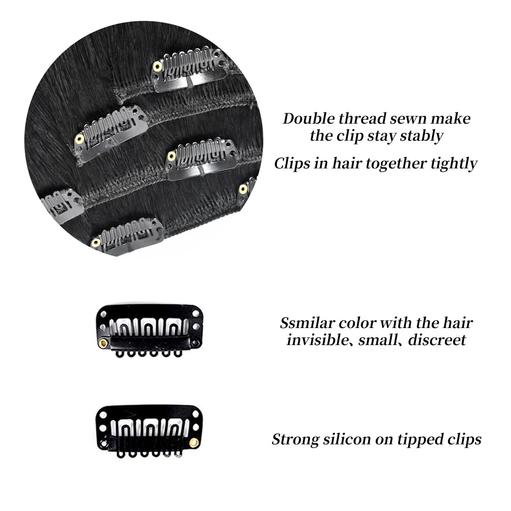 20'' Clip In Hair Extensions Remy Human Hair For Women - Silky Straight Balayage Clip On Real Hair Extensions 75Grams 4Pieces (2