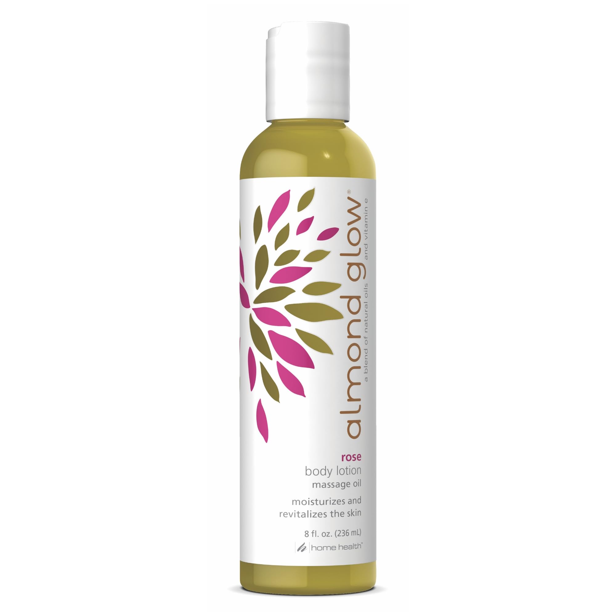 Home Health Almond Glow Body Lotion, Rose - 8 fl oz - Moisturizes & Revitalizes the Skin - Includes Vitamin E + Peanut, Olive & 