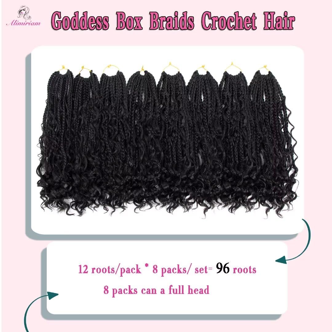 Boho Box Braids Crochet Hair 12 Inch 8 Packs Box Braid Crochet Hair With Curly Ends Pre-Looped Goddess Box Braids Crochet Hair E