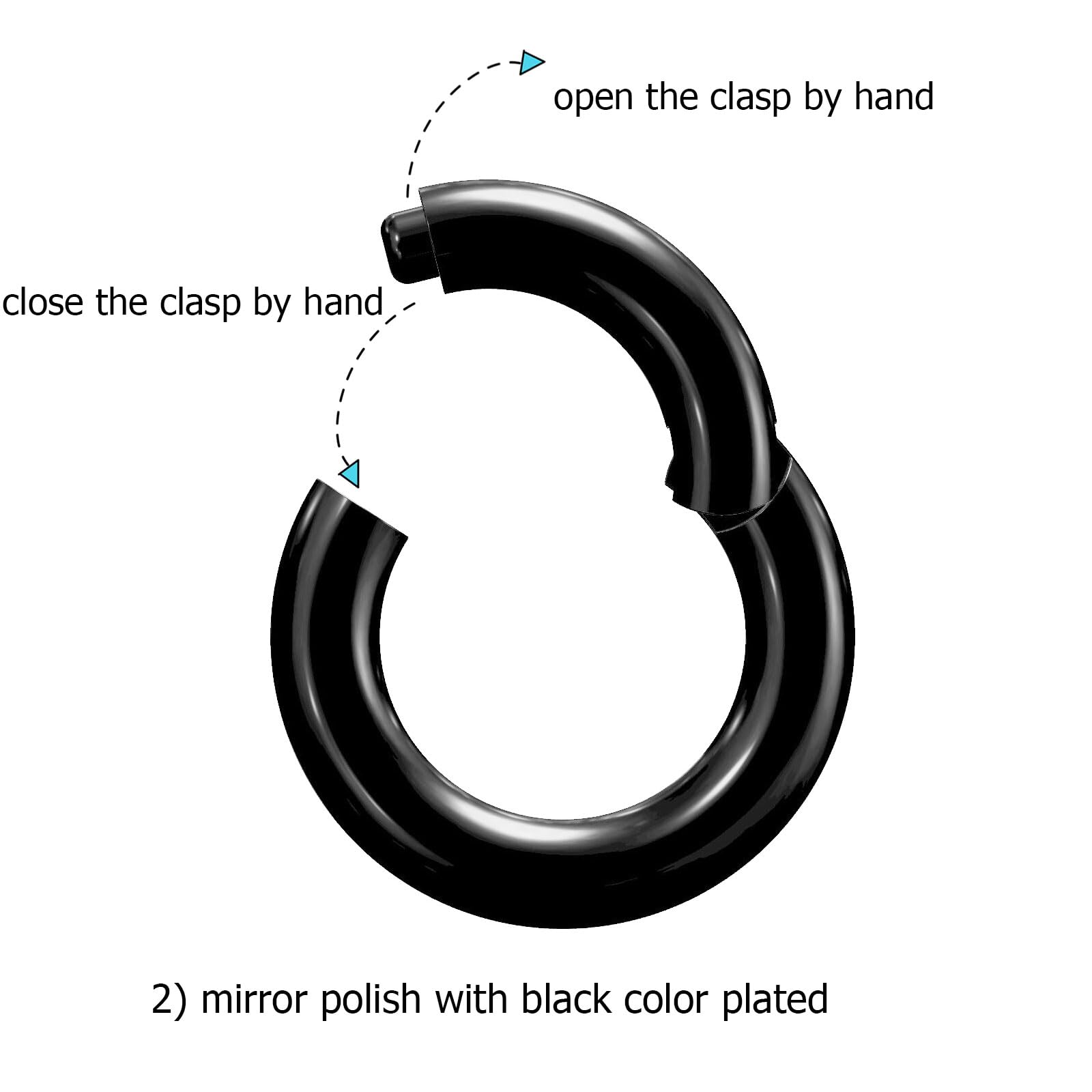 NewkeepsR 3PCS-1.6mm(14G) 316L Surgical Steel Septum Hinged Clicker Segment Helix Cartilage Tragus Lobe Rings-6/7/8mm