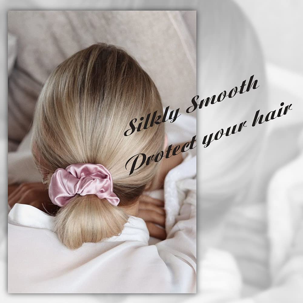 OLESILK 100% Silk-Scrunchie for Women, Silk-Hair-Scrunchies for Curly Hair, Silk Hair Ties, Elastics Ponytail Holder, 3 Piece