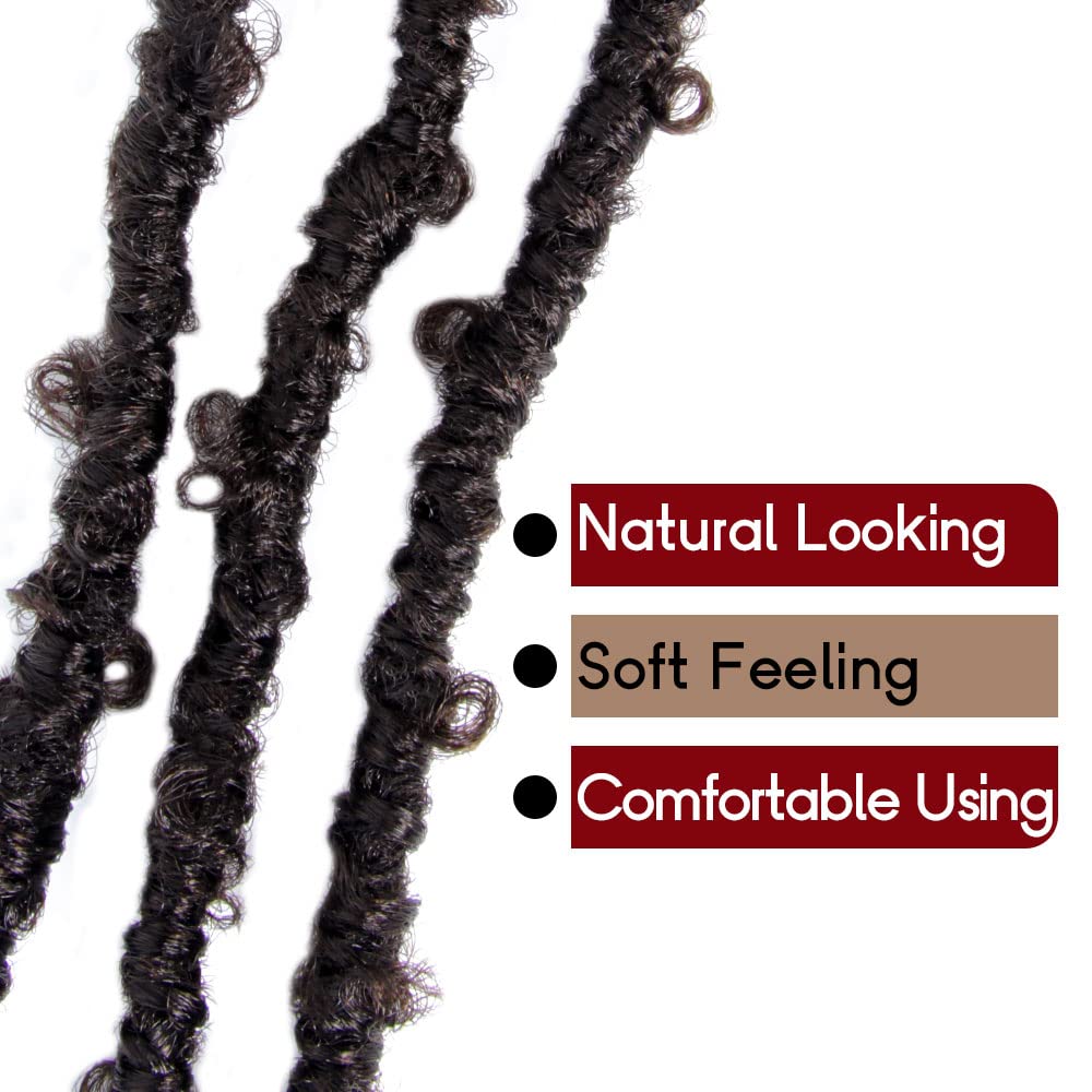 30 Inch Light Weight Butterfly Locs Crochet Hair 6 Packs Long Brown Distressed Butterfly Faux Locs Crochet Hair, 4#