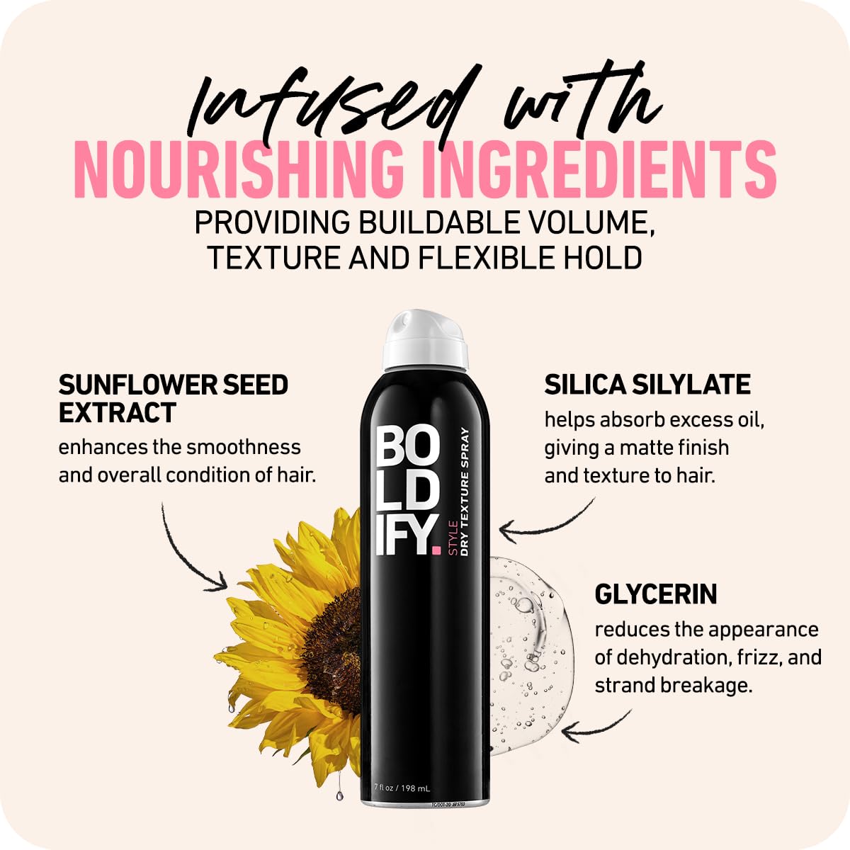 Boldify Dry Texture Spray - Volumizing Hairspray for Fine Hair, 7 oz - Stylist Recommended Hair Product for Men & Women