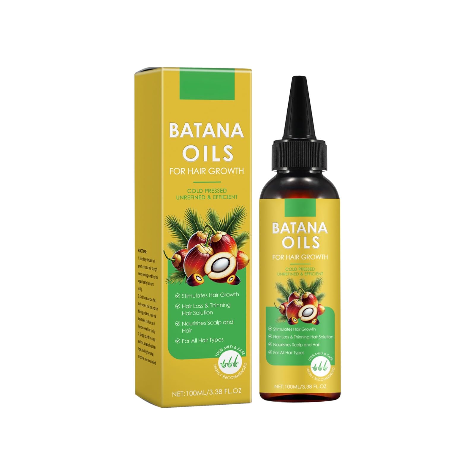 Herbs Wealth Batana Oil for Hair Growth, Cold Pressed, with Glycerin, Tocopherol, and Keratin, Scalp Nourishing Treatment for A