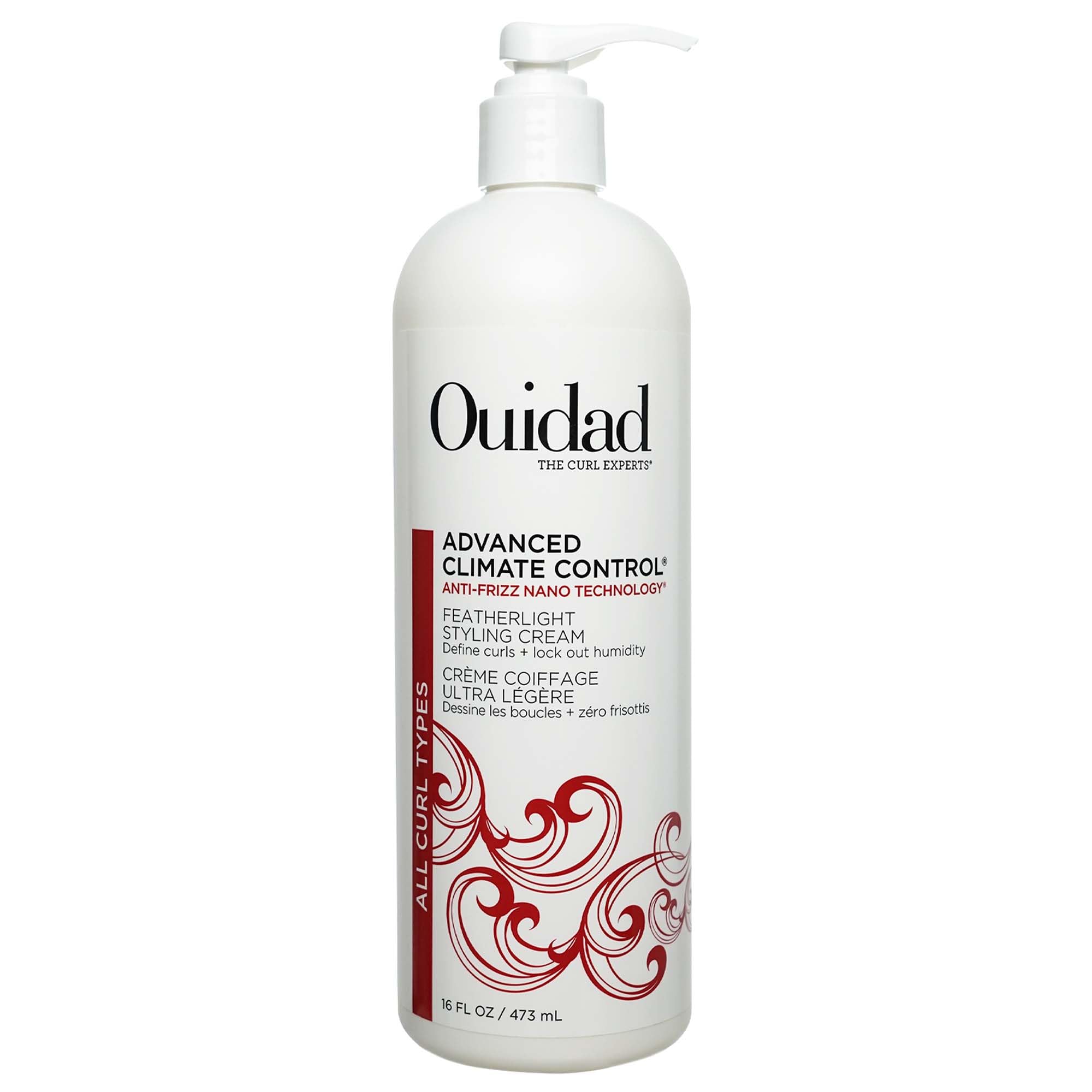 OUIDAD Advanced Climate Control Styling Cream, 16 fl oz, Featherlight Curl Cream for Curly Hair, Shiny, Hydrated & Frizz-Free Cu