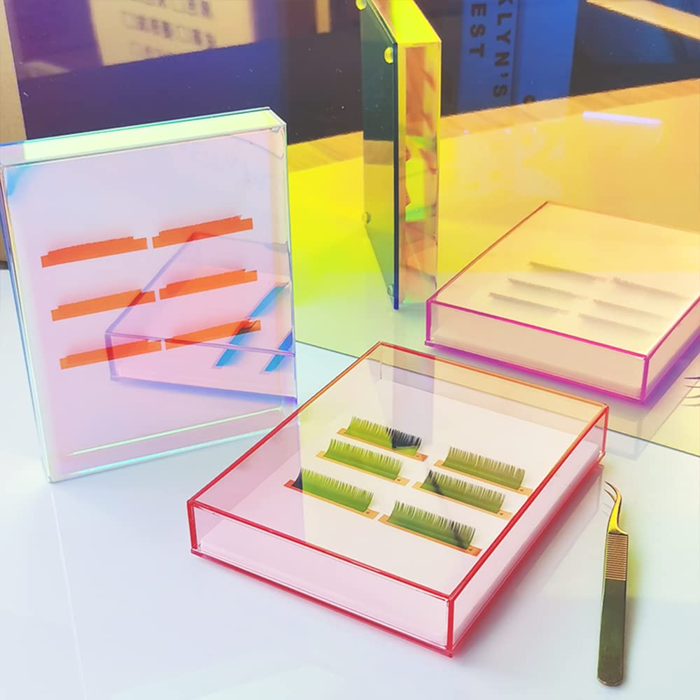 Grafting False Eyelash Acrylic Extension Pallet Organizer, Eyelash Extension Glue Tweezers Plate Makeup Palette, Dustproof Stora