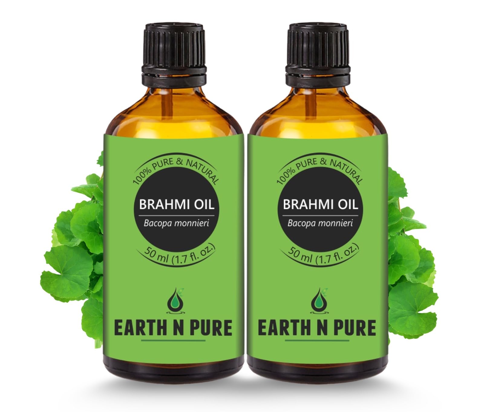 Earth N Pure Brahmi Oil For Hair, Cold Pressed, Natural And Therapeutic Grade - Pack Of 2 | 50 Ml