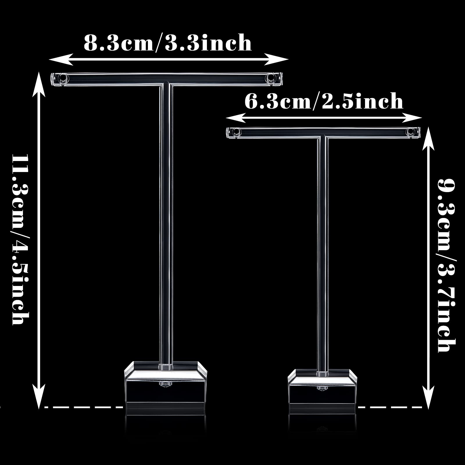 Acrylic Earrings Display Holder T-bar Earrings Stand Holder Tree Stand Countertop Hanging Jewelry Organizer for Necklaces Bracel