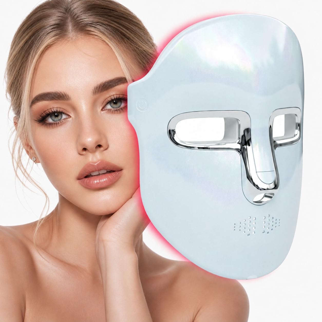 Red Light Therapy Mask Face, Red Blue LED Light with Acne, Wrinkles, Glow
