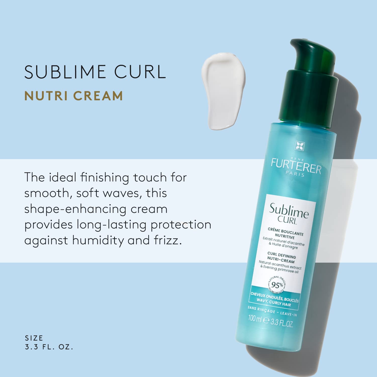 Rene Furterer SUBLIME CURL Curl Nutri-Activating Cream - For Curly, Wavy Hair - Curl Enhancing Leave-In - Humidity & Frizz Contr