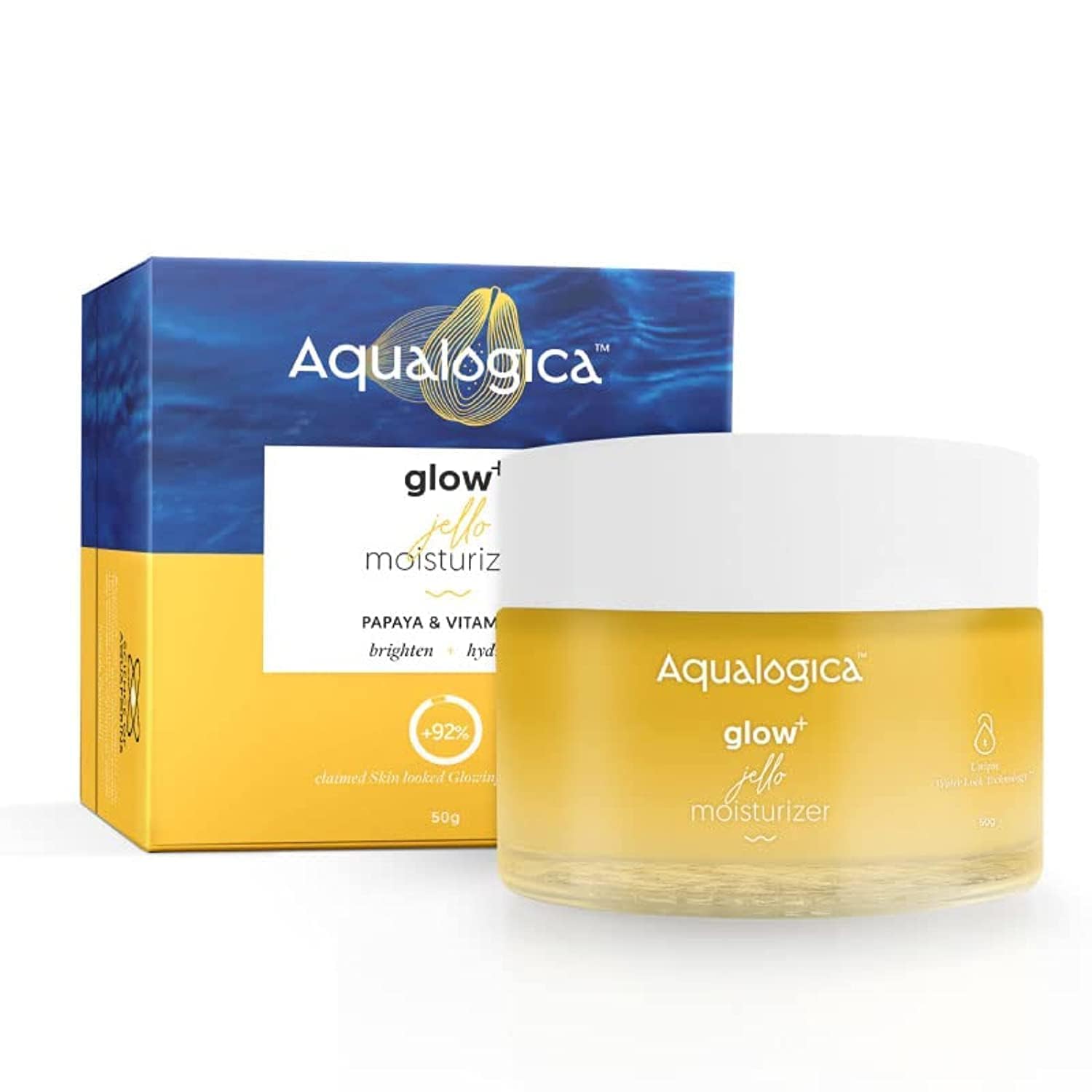 Aqualogica Glow+ Jello Moisturiser with Vitamin C & Papaya for Illuminating Moisturization, Non Sticky & Skin Hydration for Men 