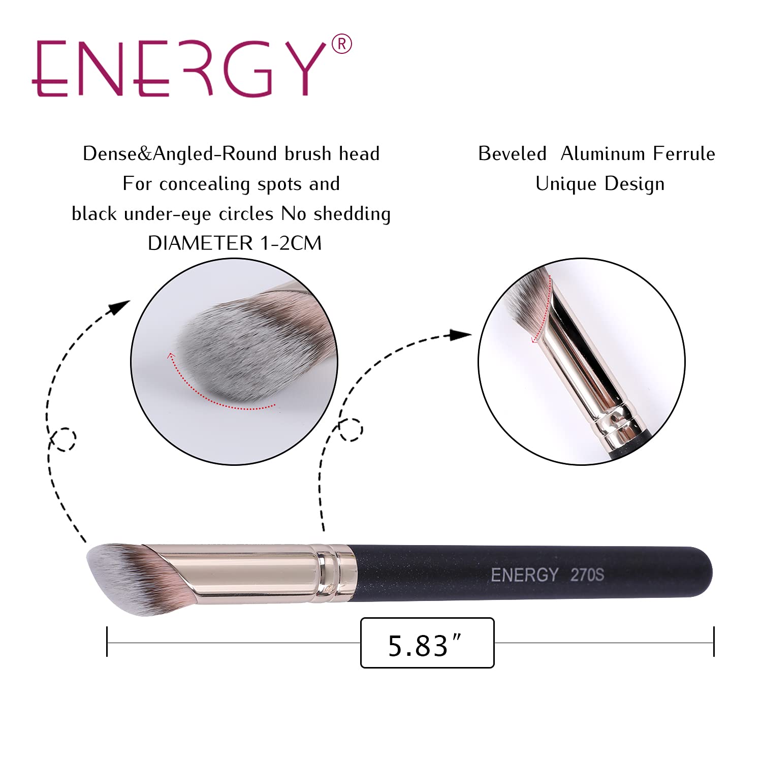Concealer Brushes,Energy Concealer Blending Brush Under Eye For Eyebrows Nose Contour Brush 270270S