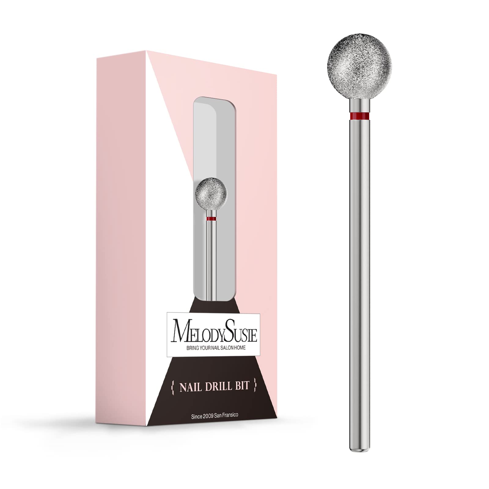 MelodySusie 7mm Ball Shape Cuticle Clean Nail Drill Bit 3/32 ' ', Professional Safety Carbide Diamond Under Nail Cleaner for Cut