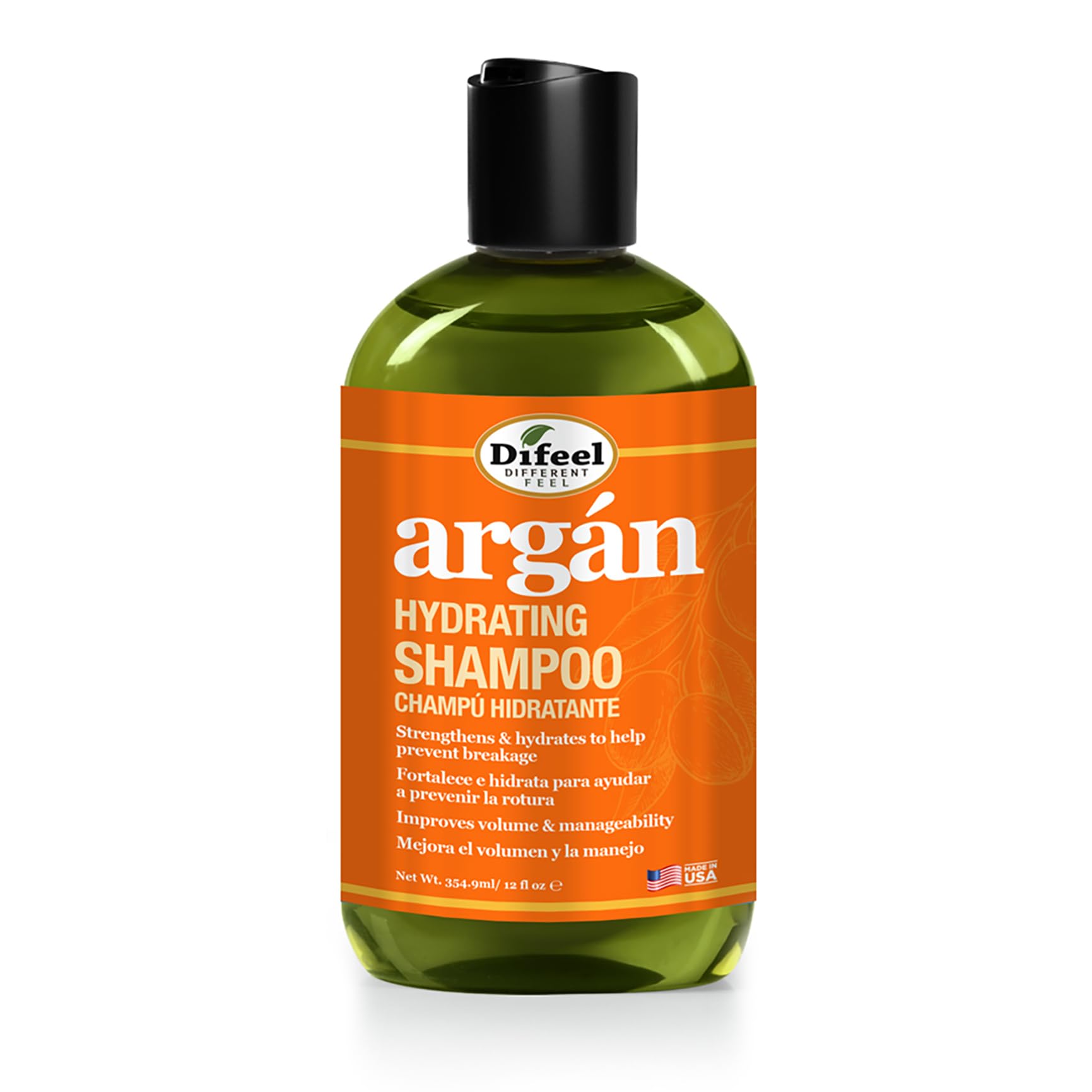 Difeel Argan Hydrating Shampoo 12 oz. - Argan Oil Shampoo, Natural Paraben Free Shampoo for Hair 