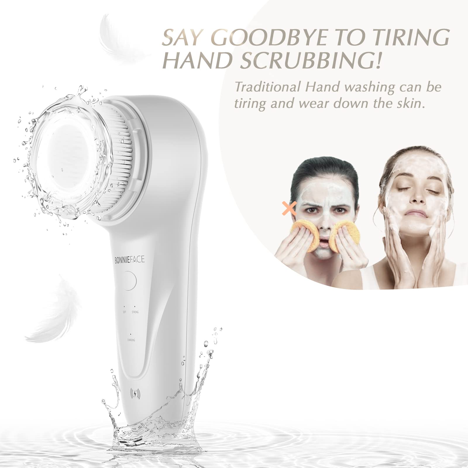 Bonnieface Sonic Facial Cleansing Brush For Deep And Through Facial Cleansing, Waterproof Face Scrubber And Ultimate Blackhead R
