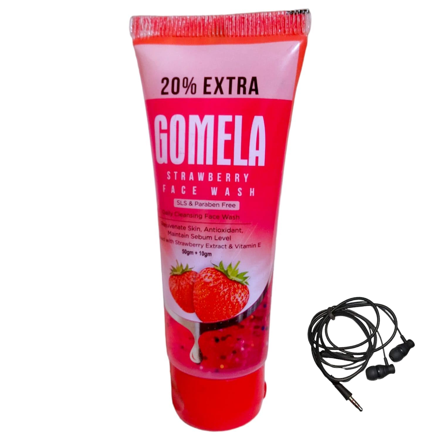 Dhakar Enterprises Gomela Daily Cleansing Glowing Skin Strawberry Face Wash 60G Pack Of 1 With Free Ear Phone