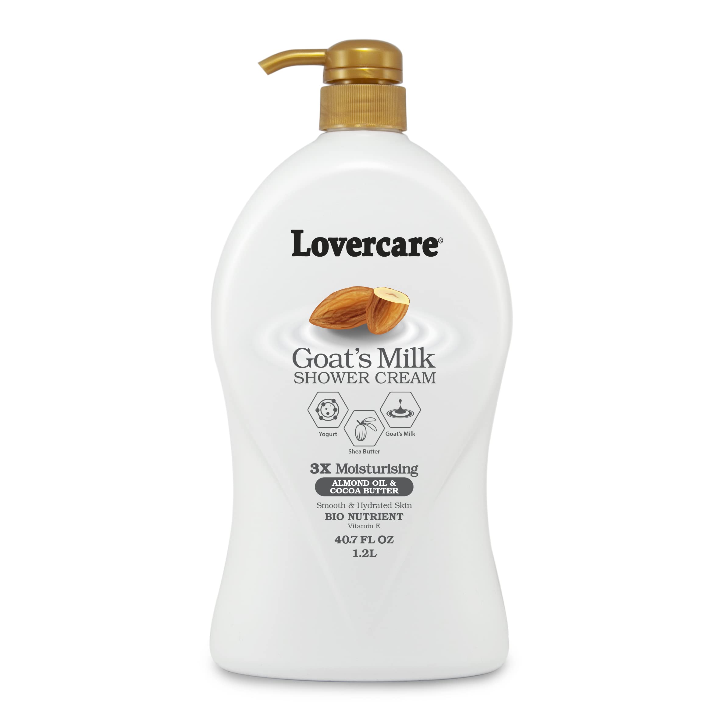 Lovercare Goat'S Milk Shower Cream 3X Moisturising Plus Bio Nutrient (Almond Oil And Cocoa Butter) 40.7 Fl Oz