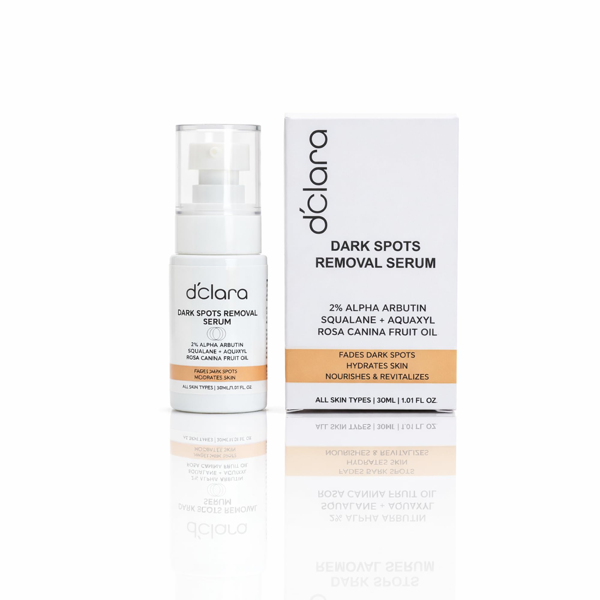 DClara Dark Spots Removal Serum With 2% Alpha Arbutin Squalane Aquaxyl Rosehip Oil | Pigmentation Treatment Brightening Serum F