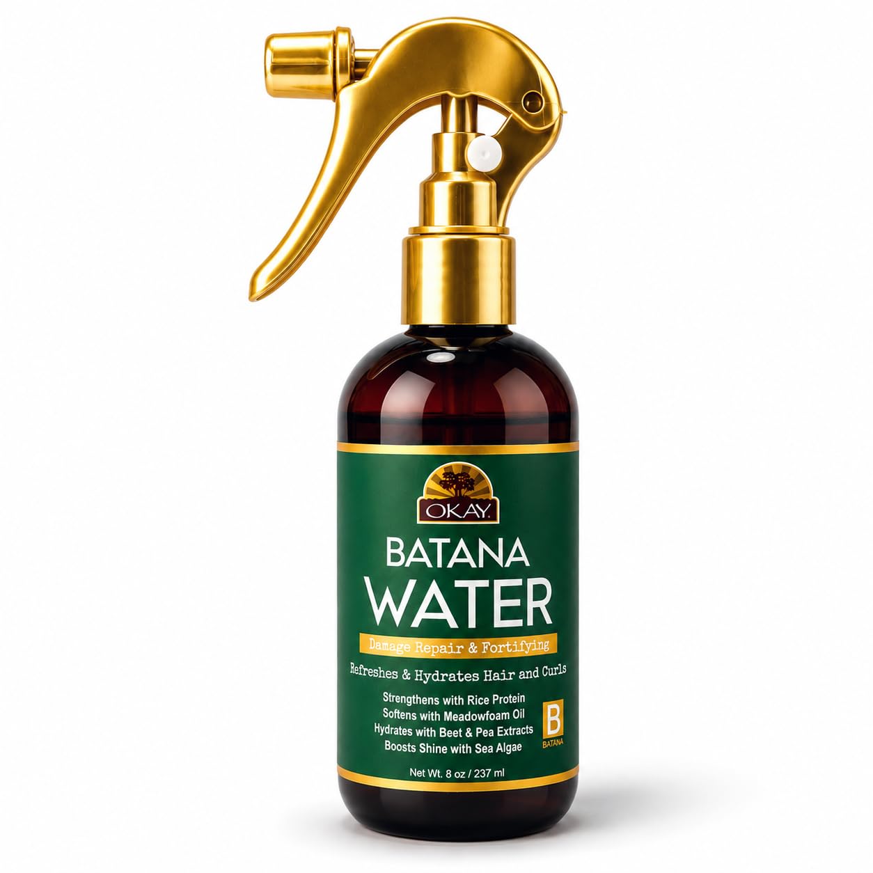 OKAY Batana Hydrating Hair Water Spray 8 oz  Curl Refresher & Moisturizing Hair Mist with Batana Oil, Sea Algae & Proteins  Li