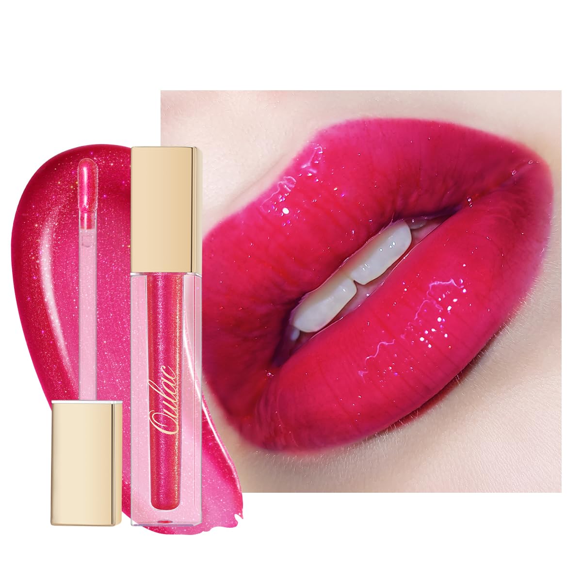 Oulac Hydrating Lip Gloss With Mirror Finish Moisturizing & Reduce Fine Lines Lip Oil Refuse Chapped Lips Non Sticky Lip Gloss F
