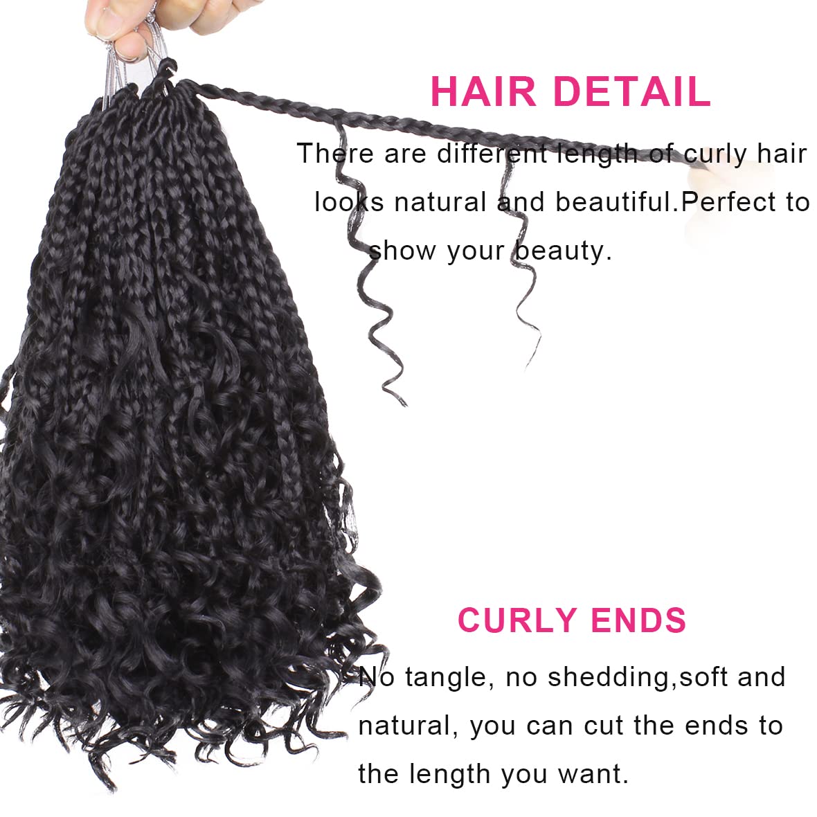 Unionbeauty 8 Packs 10 Inch Boho Box Braids Crochet Hair Goddess Box Braids Crochet Hair For Black Woman With Curly Ends Bohemia