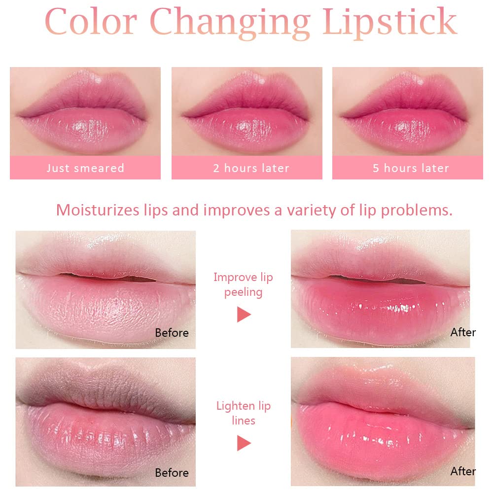 Evpct 3Pcs Peach Strawberry Grape Tinted Lip Balms Ph Lip Color Changing Lipstick Stain Gift Set Queen For Women Girls Korean Mo