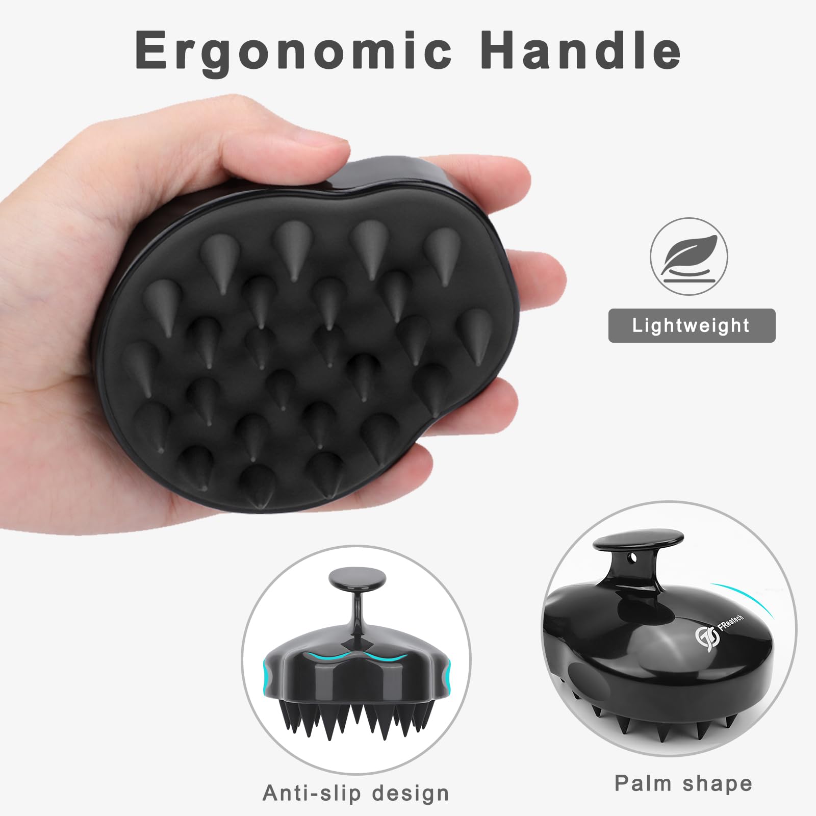 Freatech 2-Pack Scalp Massager Shampoo Brush, Shower Hair Scrubber Scalp Exfoliator With Flexible Silicone Bristles For Dandruff