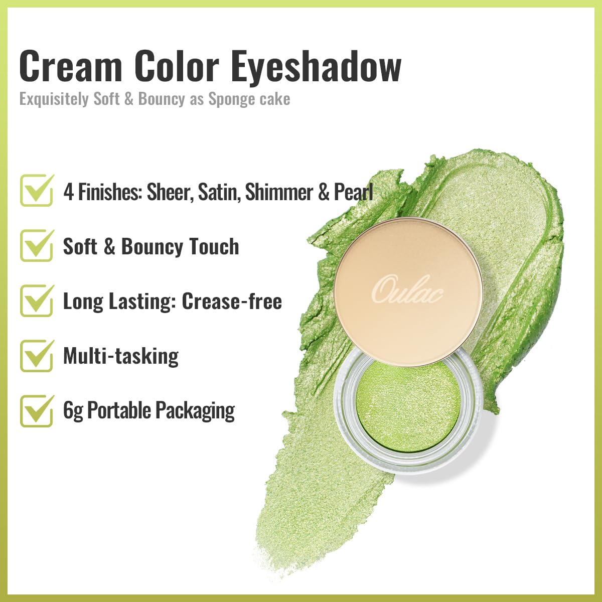Oulac Lime Green Eyeshadow-Green Glitter Eyeshadow Highly Pigmented Waterproof & Long Lasting For Women With Moisturizing Formul