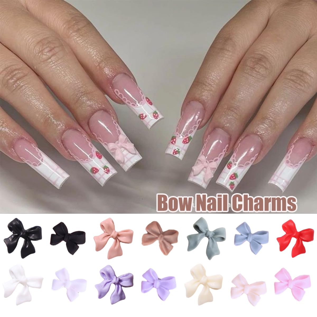Bow Nail Charms For Nails Art Decoration 280Pcs 3D Kawaii Bow-Knot Nail Art Charms Resin Butterfly Nails Gems Colorful Bow Nail