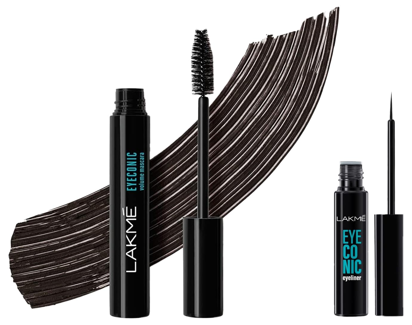 Lakm Eyeconic Volume Mascara, 8.5Ml&Lakm Eyeconic Liquid Eye Liner, Black, Long Lasting Matte Waterproof Liner  Smudge Proof, T