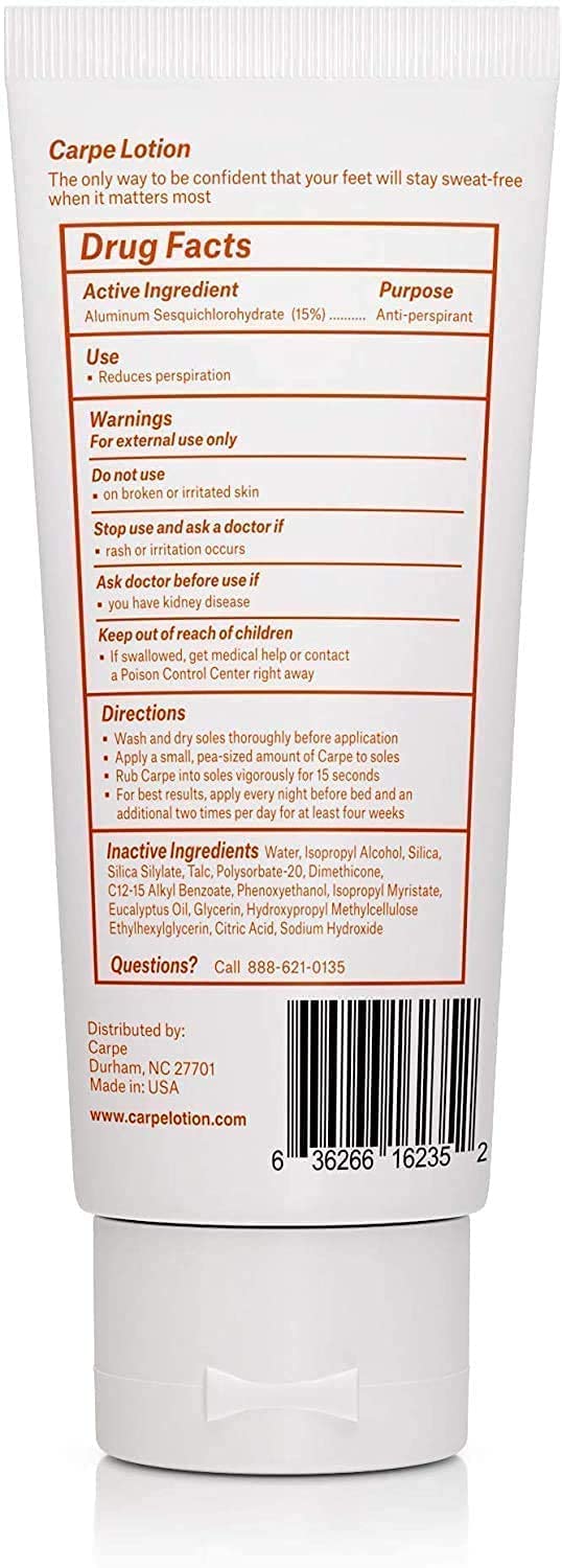 carpe Antiperspirant Foot Lotion WITH APPLIcATOR, A dermatologist-recommended solution to stop sweaty, smelly feet, Helps preven