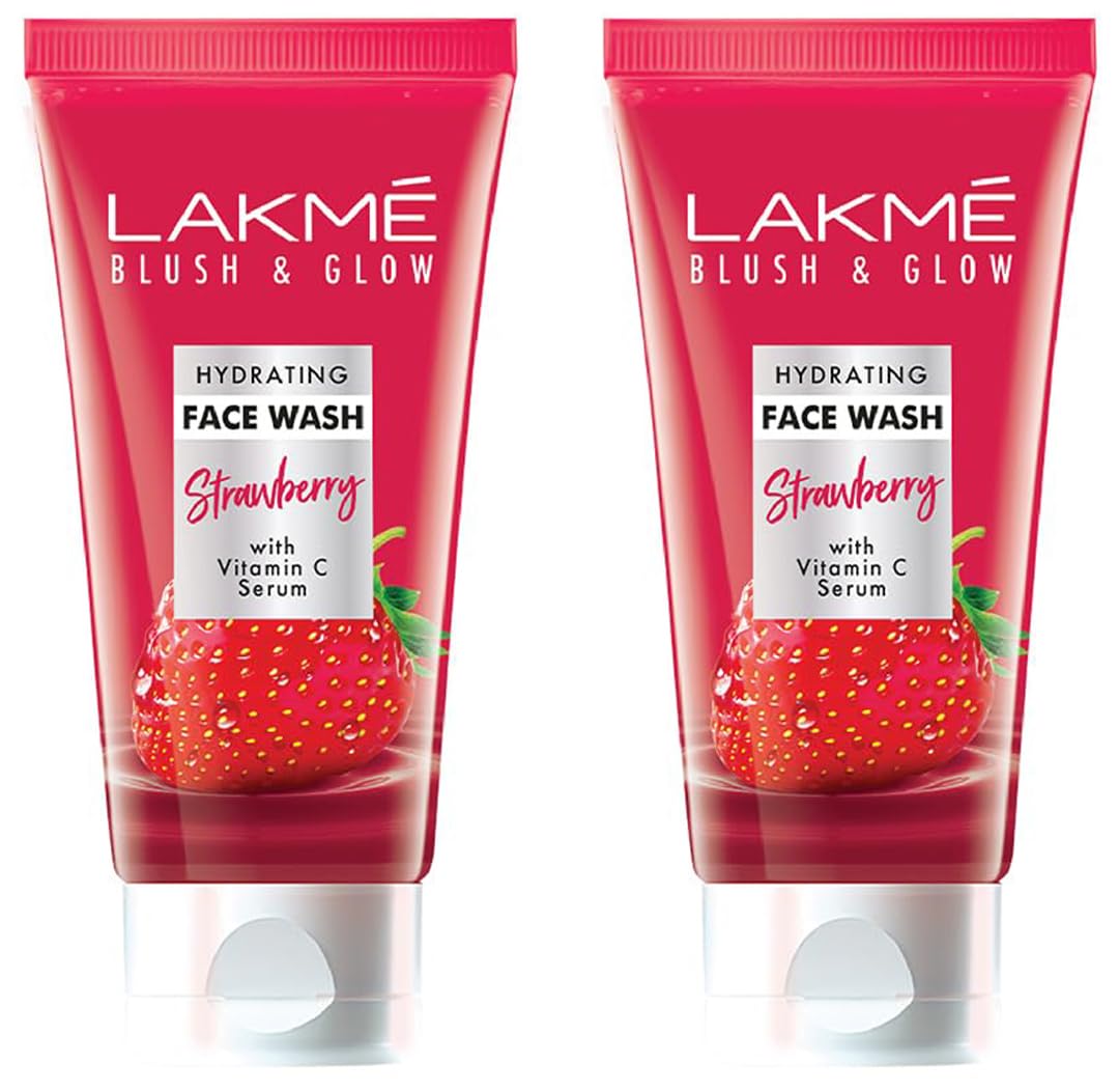 Lakm Blush & Glow Strawberry Refreshing Gel Face Wash 100 G, With 100% Natural Fruit For Glowing Skin  Daily Gentle Exfoliating