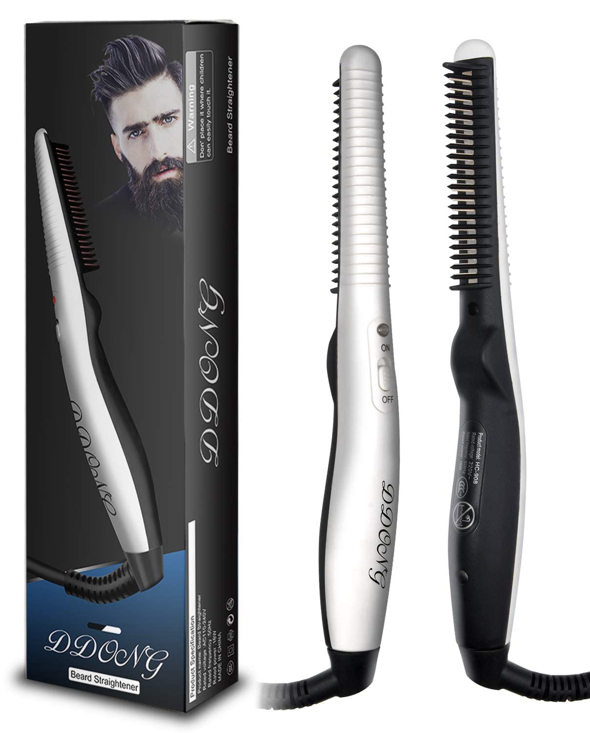 Beard Straightener Comb for Men,Hair Hot Comb,Quick Electric Heated Beard Brush Styler,Travel Portable Styling Comb Beard Iron,