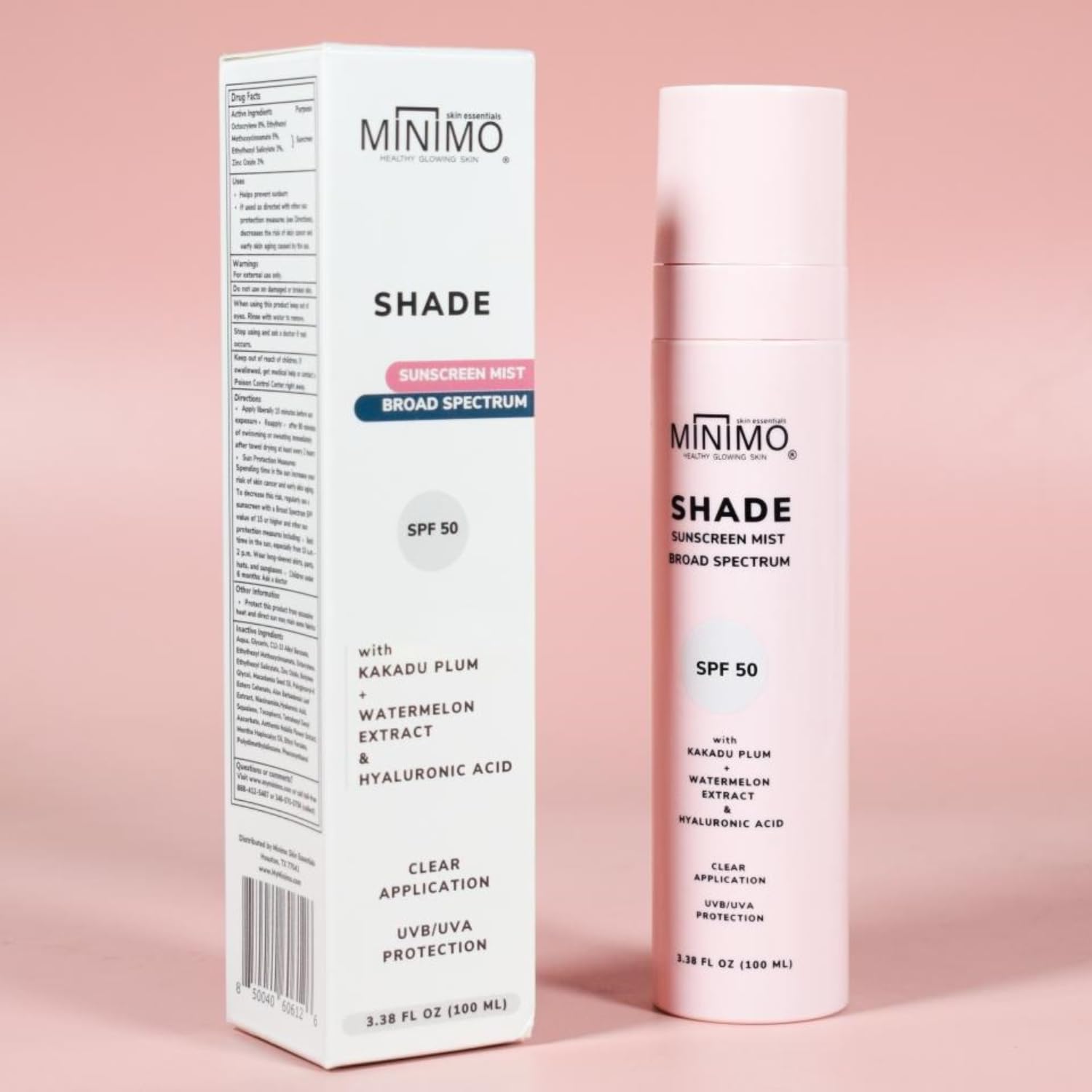 Minimo Shade SPF50+ Hydrating Sunscreen Mist Brightens Dark Spots Soothing Spray, Travel Size Serum refreshing hydrating Spray f