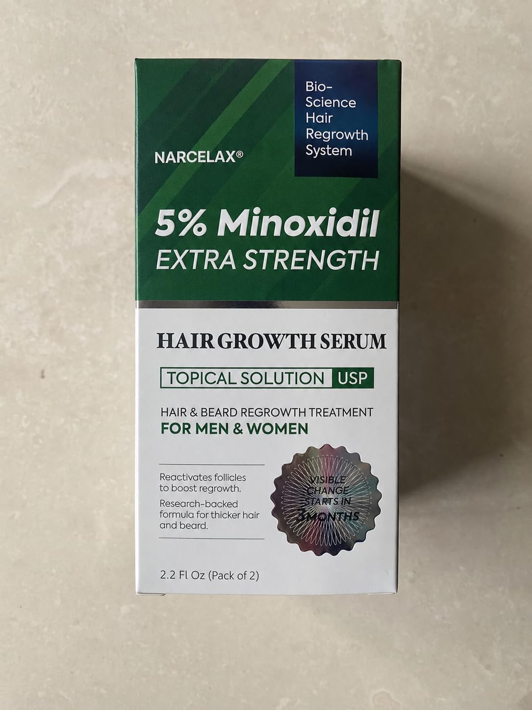 5% Minoxidil Hair Growth for Men and Women: Extra Strength Minoxidil Beard Regrowth Treatment Serum with Biotin to Grow Thicker 