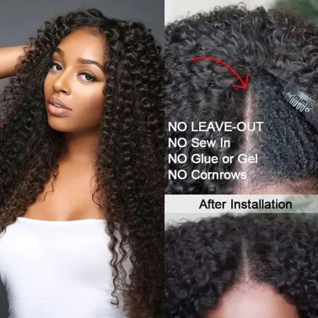Unice V Part Curly Wig Human Hair No Leave Out 180% Density Upgrade U Part Wigs With Clips Glueless Wig Human Hair For Women Beg