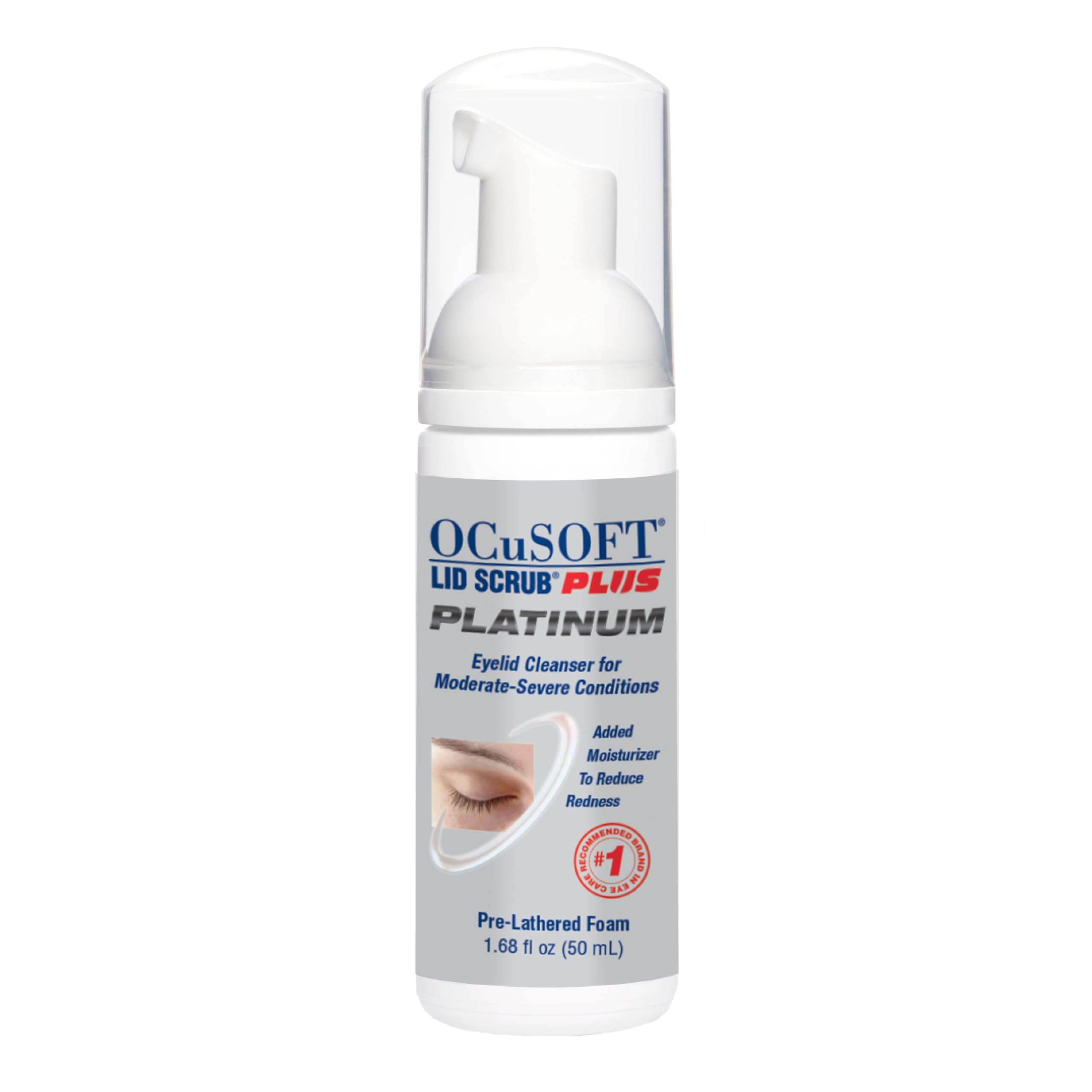 OCuSOFT Lid Scrub PLUS Platinum Extra Strength Foaming Eyelid Cleanser - Leave-On Eyelid & Eyelash Cleanser with Phytosphingosin