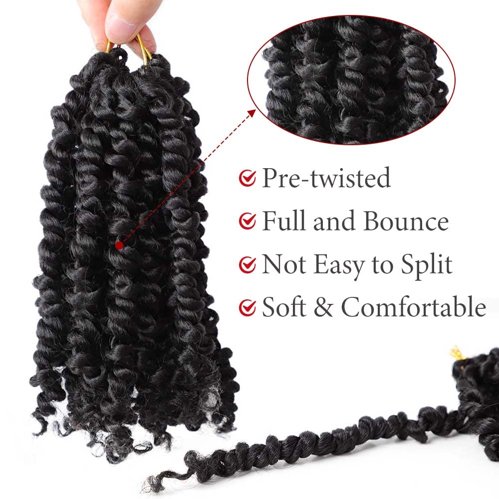 Violet Passion Twist Crochet Hair 6 Inch 9 Packs Natural Black Passion Twist Hair Short Twist Hair Prelooped Crochet Hair For Bl