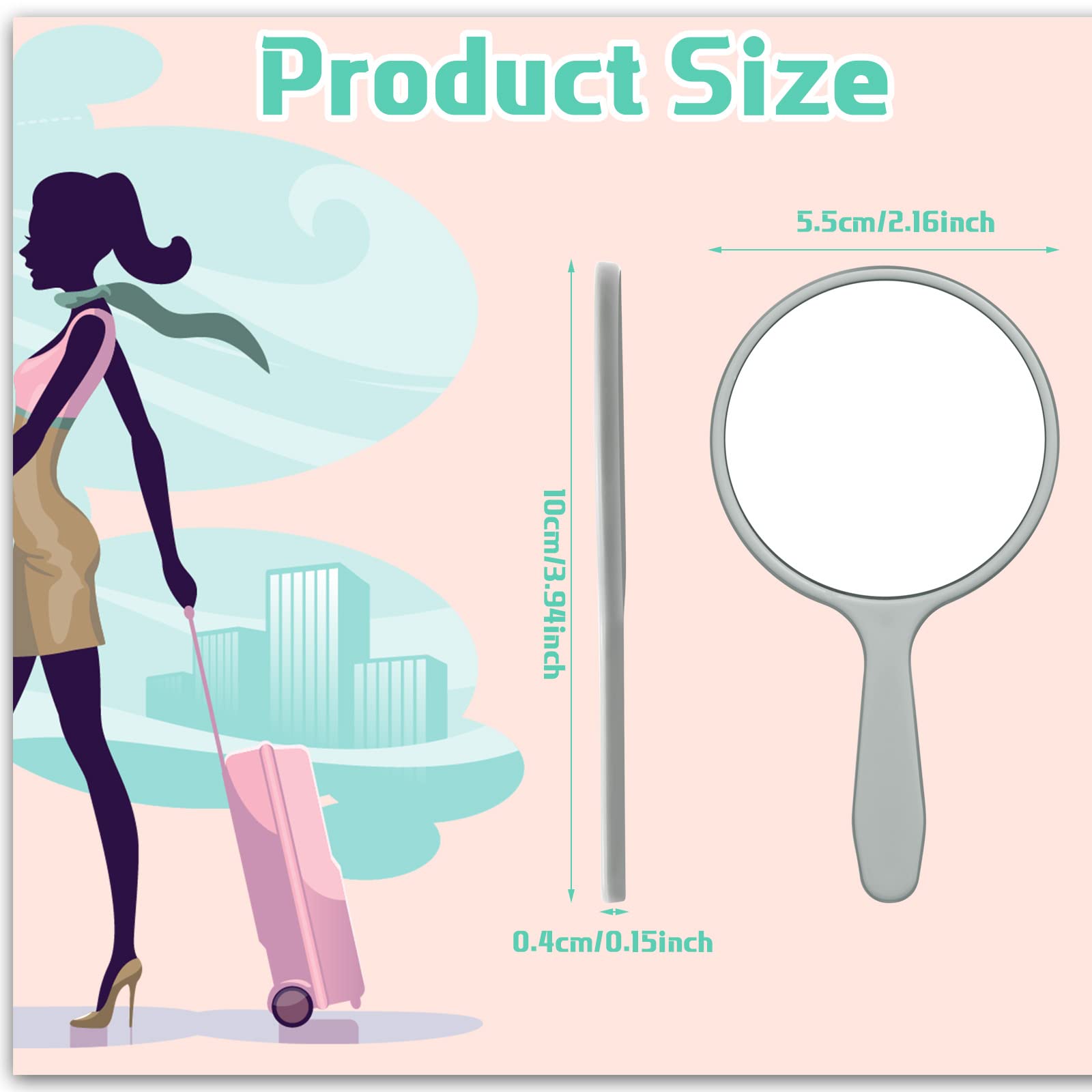 50 Pieces Handheld Mirror Small Hand Mirror With Handle Plastic Travel Makeup Cosmetic Handheld Mirrors Compact Portable Vanity
