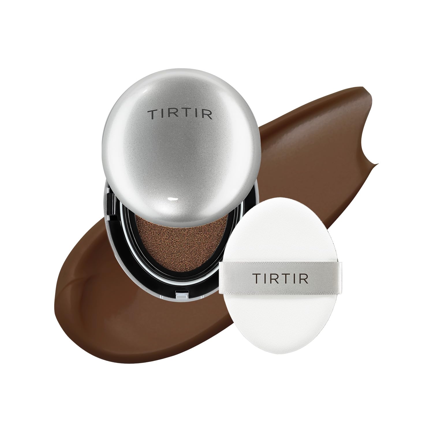[*Mini Size*] Tirtir Aura Glow Silver Cushion | Korean Cushion Foundation, (#51N Fudge, 0.15 Fl Oz)