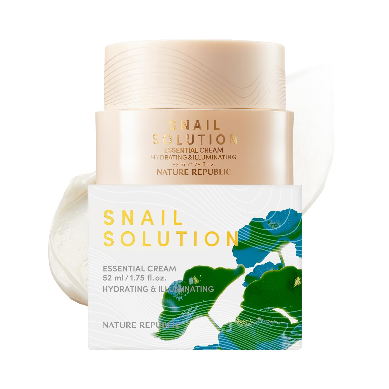 Moisturizing Snail Solution Cream - Nature Republic Korean Skin Care Texture Wrinkles Fine Lines Improving Elasticity Strengthen