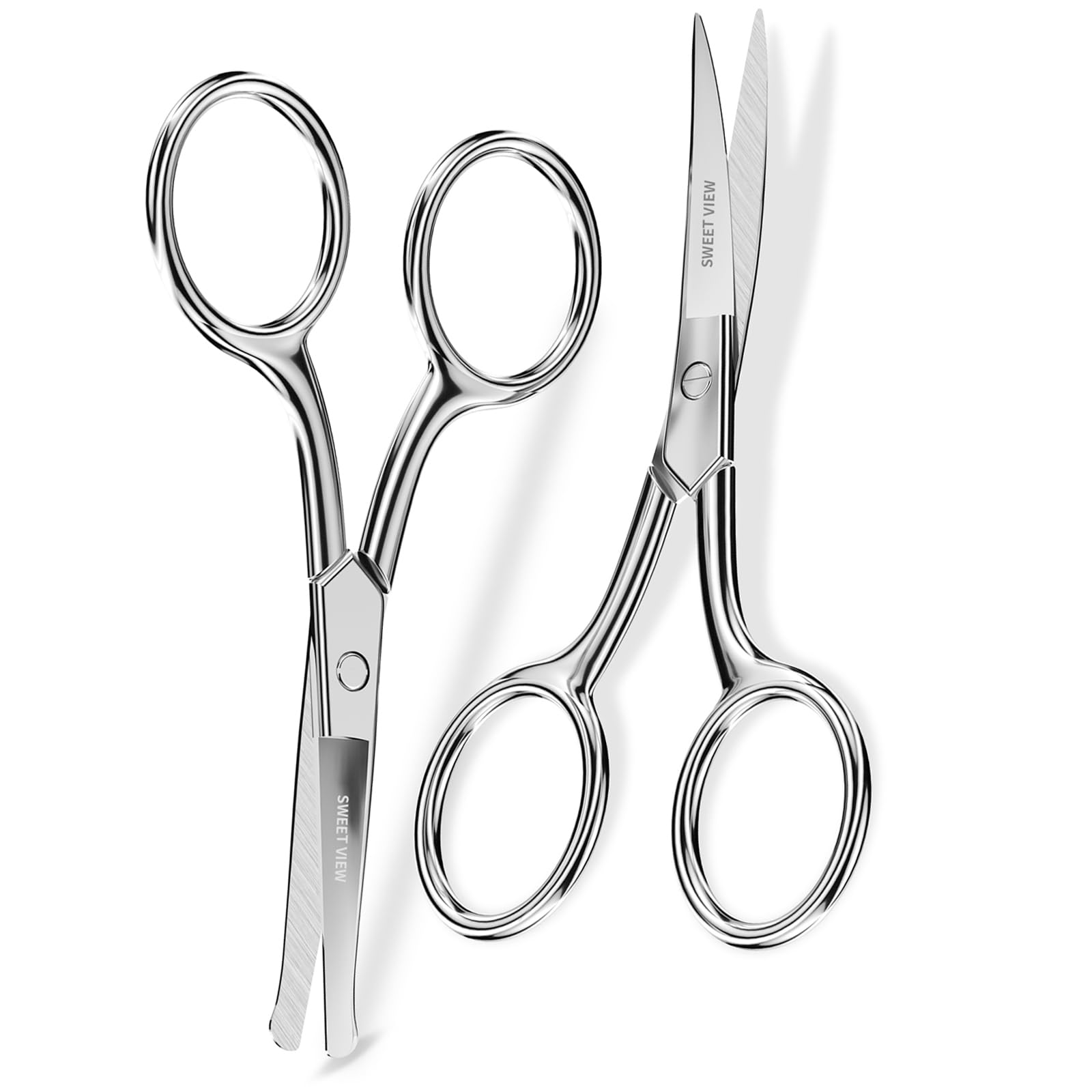 SWEET VIEW Eyebrow Scissors Curved and Rounded Small Grooming Scissors for Man and Woman Trimming Eyebrows, Nose, Mustache, Eyel