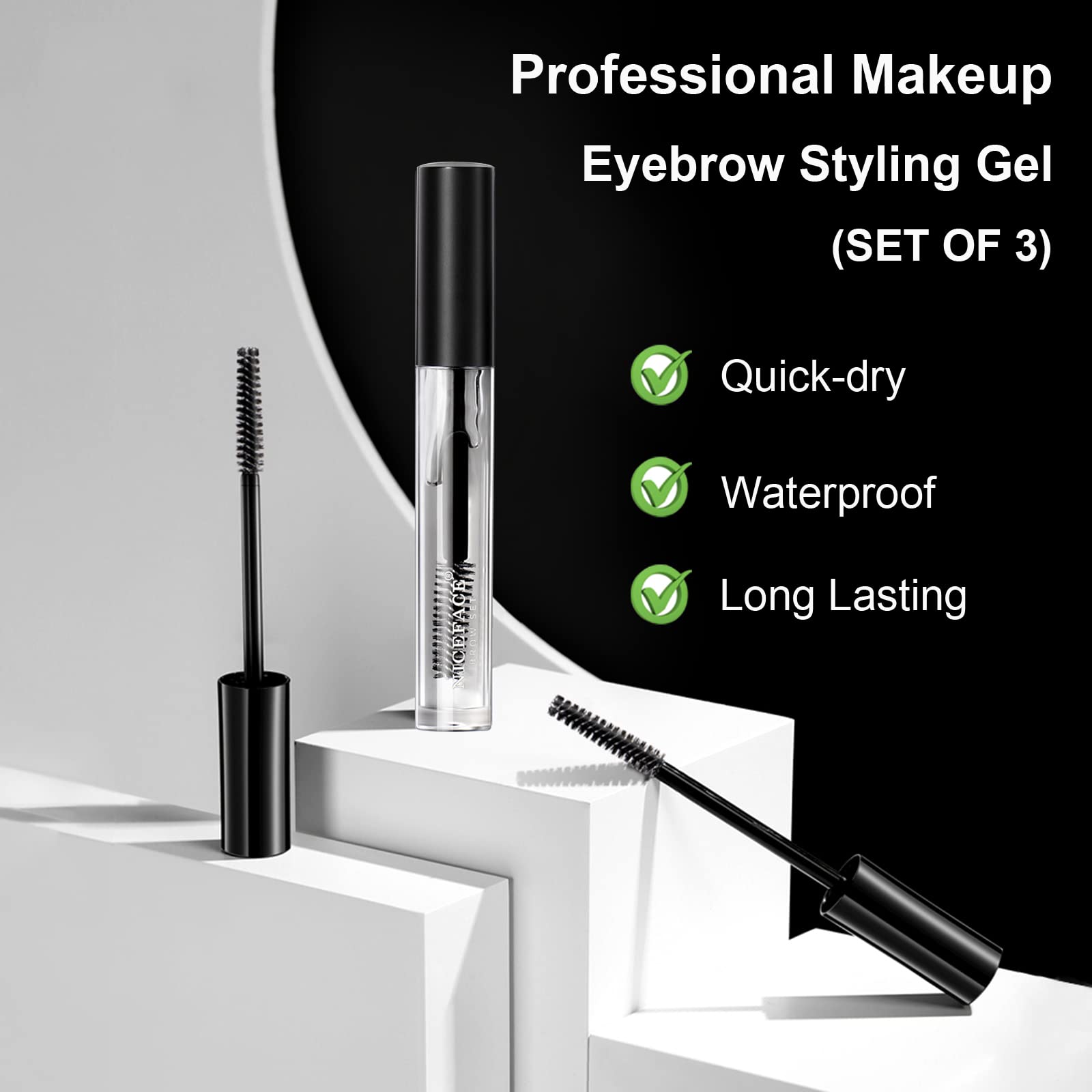 Clear Eyebrow Gel, 3Pcs Brow Setting Gel For Natural Brow, Long Lasting Waterproof Sweat-Proof Brow Makeup Liquid Eyebrow Stylin